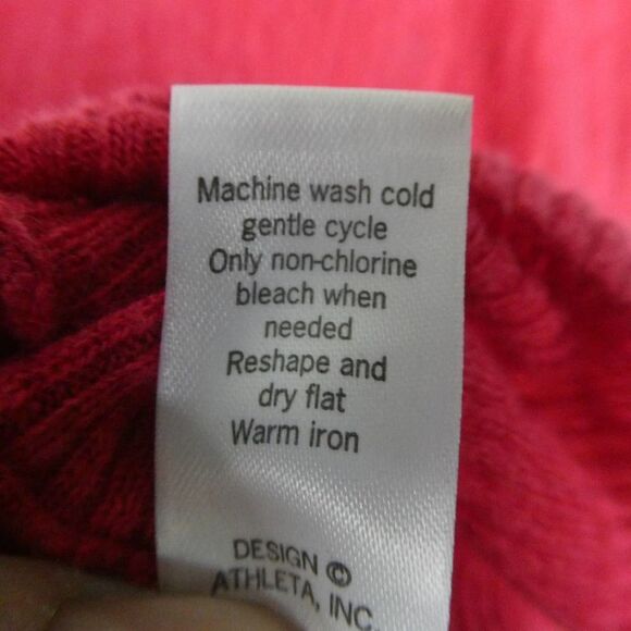 Athleta Linen Cotton Blend Wide Neck Pullover Sweater Pink Ribbed Contrast XS - Picture 8 of 10